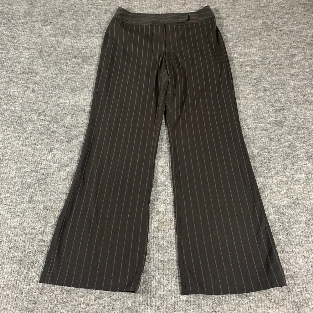 Worthington Pants Womens 14 Average Black Pinstripe Stretch Career Trousers Work
